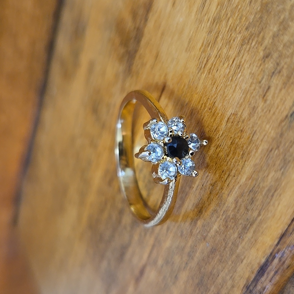 Gold Electroplated Simulated Ruby & Crystals Ring… - image 5